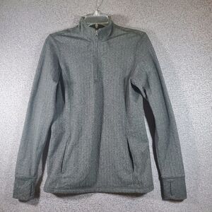 Kyodan Outdoor Womens 1/4 Zip Pullover Sweater M Gray Stretch Herringbone
